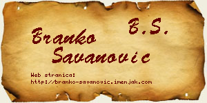 Branko Savanović vizit kartica